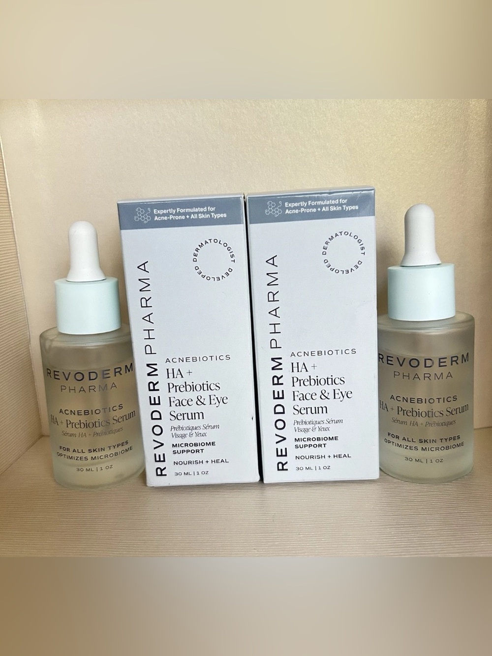 2x Revoderm Pharma HA+ Prebiotics Face & Eye Serum 1 oz 30 ml $188 Value!